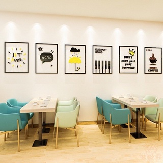 Tranh dán tường mica dán nổi khung ảnh ô vàng trang trí quán cafe