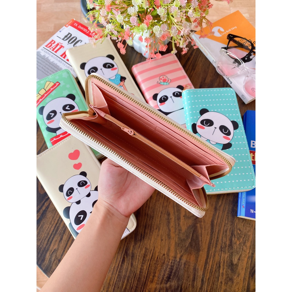 Ví Dài Cầm Tay Nữ Họa Tiết Gấu Siêu Dễ Thương Nhiều Ngăn