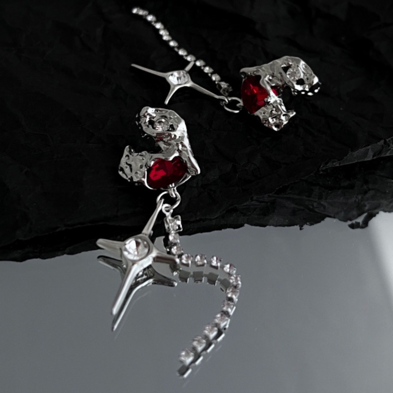 Bông tai hình trái tim đính đá dát kim cương thời trang cho nữ