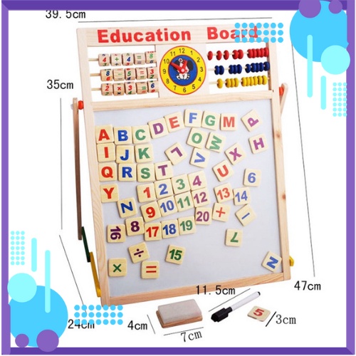 Bảng ghép nam châm 2 mặt và bộ chữ số cho bé.