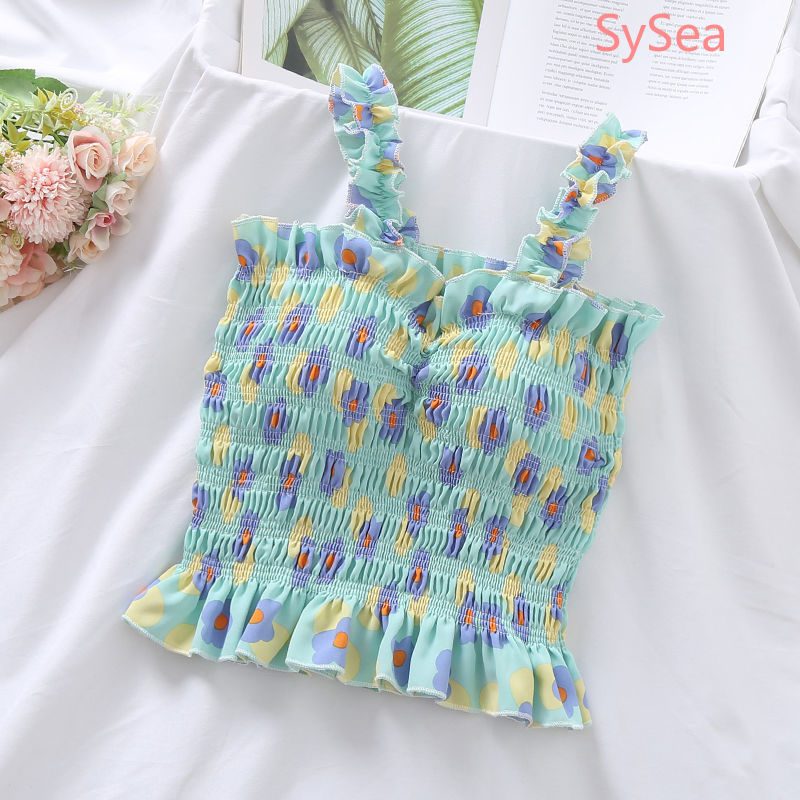 Áo hai dây họa tiết hoa phong cách retro thời trang hè cho nữ