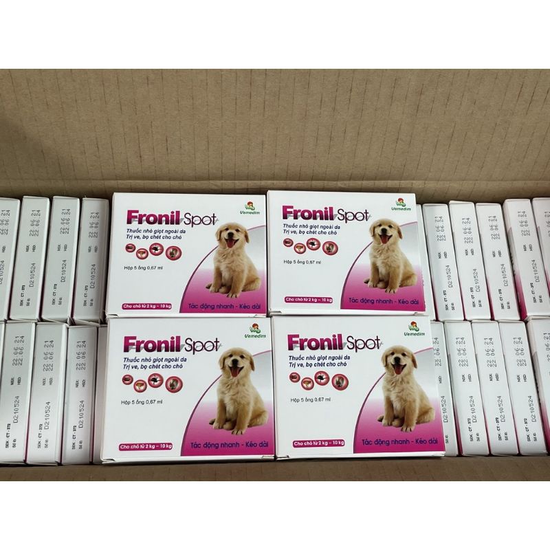 Vemedim Fronil Spot - Dung dịch nhỏ giọt ve, bọ chét cho Chó Hộp 5 ống
