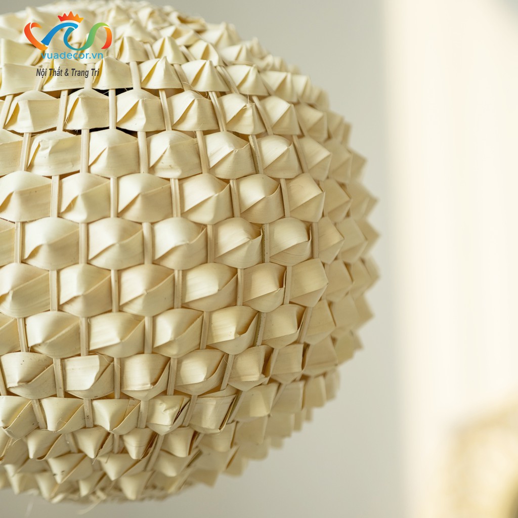Đèn tre thả trần VUADECOR hình quả sầu riêng trang trí decor nhà cửa, nhà hàng, quán cà phê