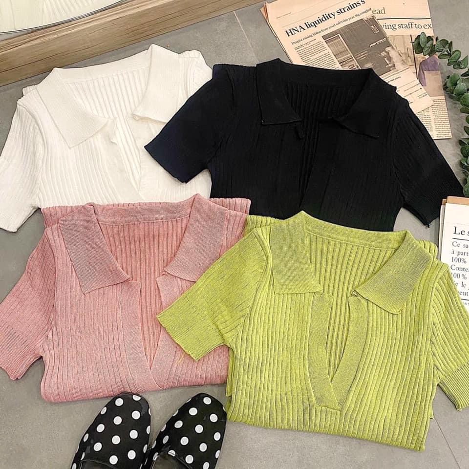 Váy Thun Tăm Polo PEONYB Nữ [FREESHIP]  Đầm tay lỡ cổ V dáng ôm body dự tiệc bánh bèo tiểu thư Ulzzang