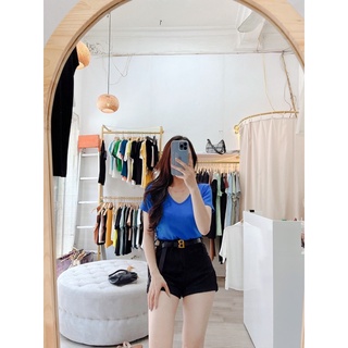 Áo thun tăm cổ tim suông