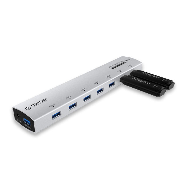 [Mã 151ELSALE hoàn 7% đơn 300K] Bộ chia USB 7 cổng USB 3.0 ( 2 cổng sạc pin) Orico AS7