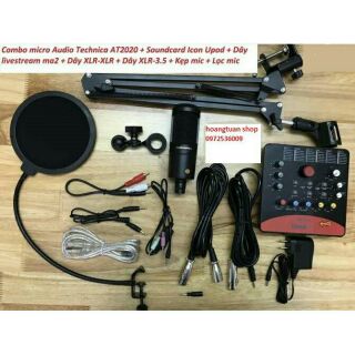 Combo micro thu âm audio technica at2020 + soundcard icon upod + phụ kiện