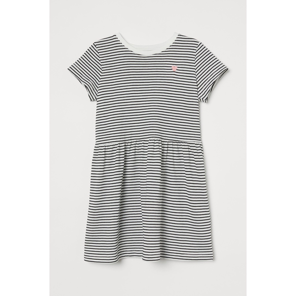 Đầm thun kẻ sọc tay ngắn bé gái size 6-8Y