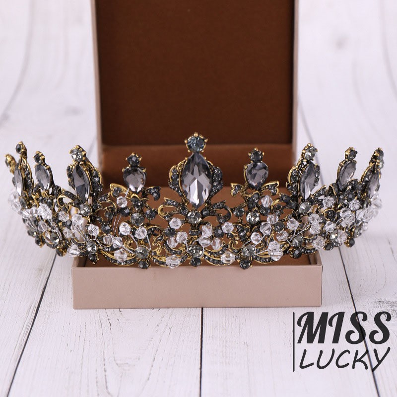 Vương miện cài tóc cô dâu đính đá pha lê sang trọng