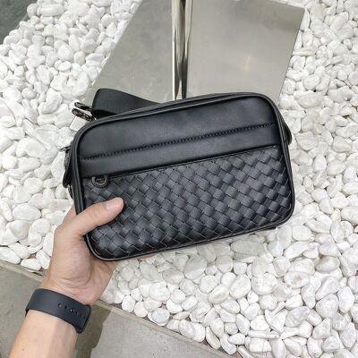 Túi đeo chéo Nam Nữ da PU, túi xách minibag họa tiết da Đan thủ công, 3 ngăn lớn GATE6 - K3979