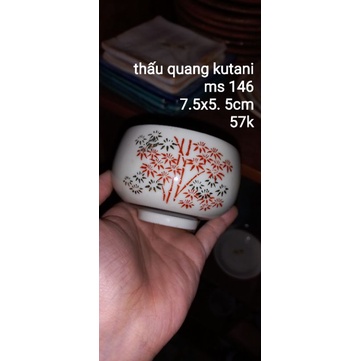 Gốm NHẬT BẢN: Cốc thấu quang hoa ngũ sắc bụi trúc  phủ 2 mặt cốc (kutani) – 146