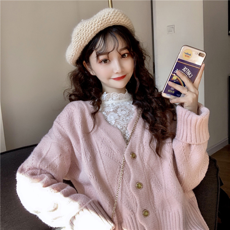 SUXI Áo khoác Cardigan dệt kim màu trơn tối giản dành cho phái đẹp