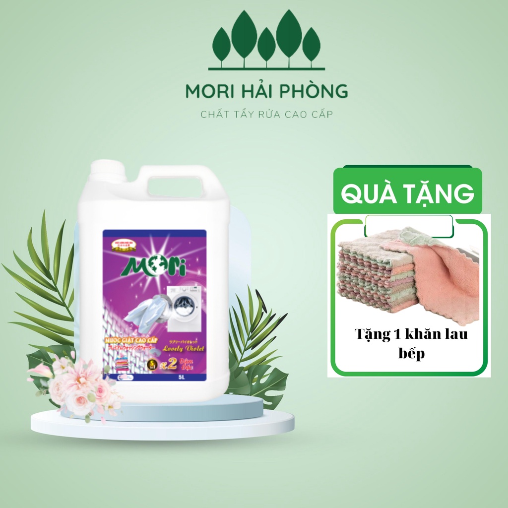 Nước giặt MORI can 5L, nước giặt đậm đặc hương Comfor, lovely, enchanter, gold giặt sạch sâu, lưu hương bền lâu