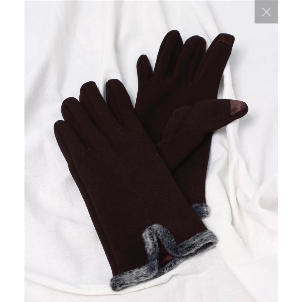 Găng tay siêu ấm mùa đông chất nỉ và có lông bên trong dùng được điện thoại cảm ứng nội địa Nhật Bản