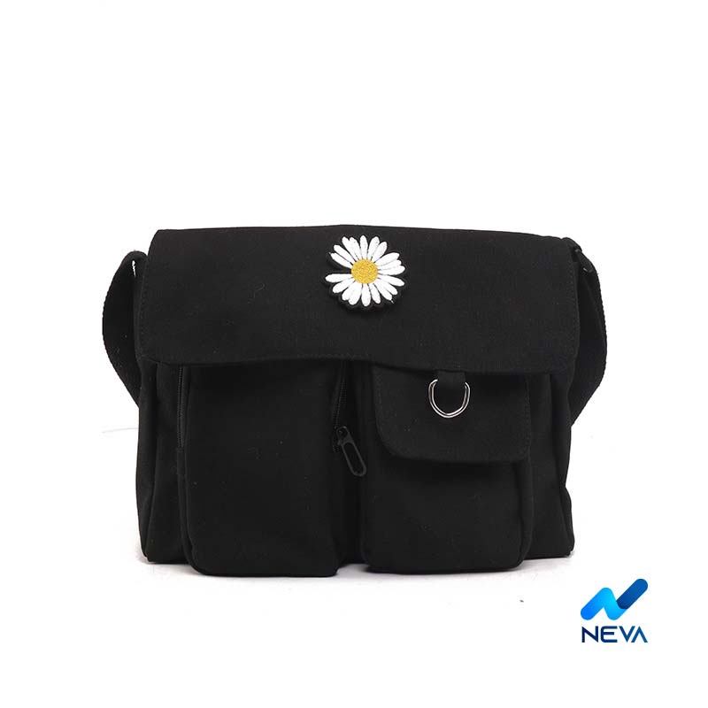 (Hot) Túi vải sinh viên đeo vai phong cách Nhật bản họa tiết hoa cúc hot hit NEVA814