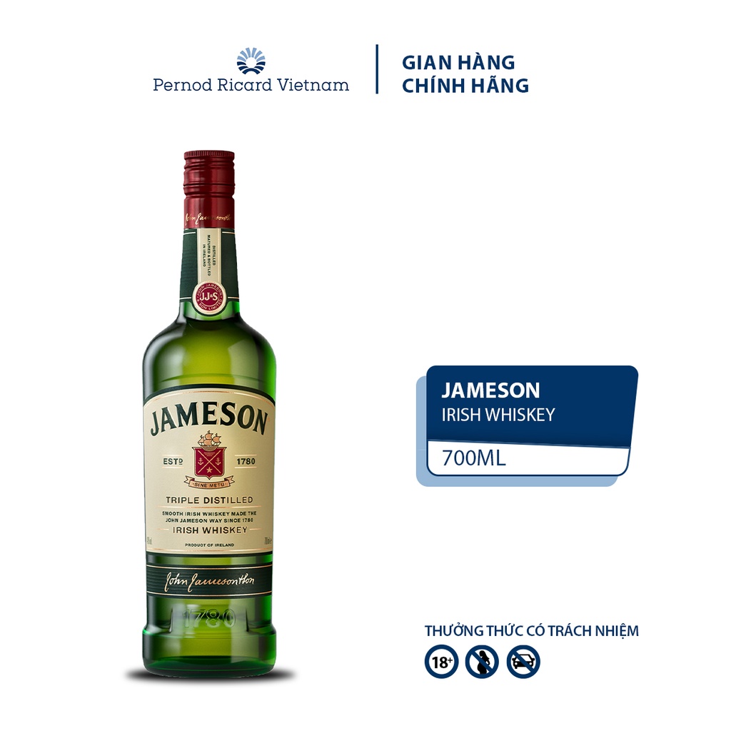 Rượu Whisky Jameson lrish Whiskey Nồng Độ Alc 40.0% 700ml Không Kèm Hộp