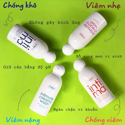 [CHÍNH HÃNG] Dung dịch vệ sinh phụ nữ Intima Ziaja - Bộ 4 màu(dạng sữa)  - Sản phẩm y khoa khuyên dùng an toàn