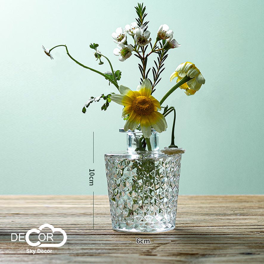 Lọ thủy tinh cắm hoa Sky Decor - Bình hoa pha lê phong cách Bắc Âu, bình decor, vintage