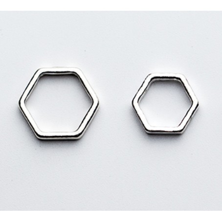 Charm bạc hình lục giác hạt nhỏ