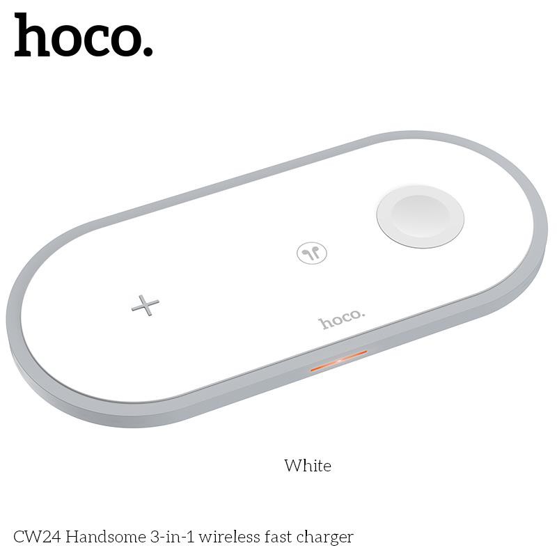 Đế Sạc Không Dây Hoco Cw24 3 in 1 - Chính Hãng Smartphone & Apple Watch & Airpod