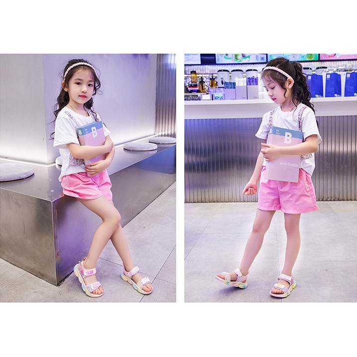 Xăng đan bé gái đế phối màu in hình công chúa dễ thương Dép quai hậu bé gái phong cách Hàn Quốc Dép cho bé gái ĐT103