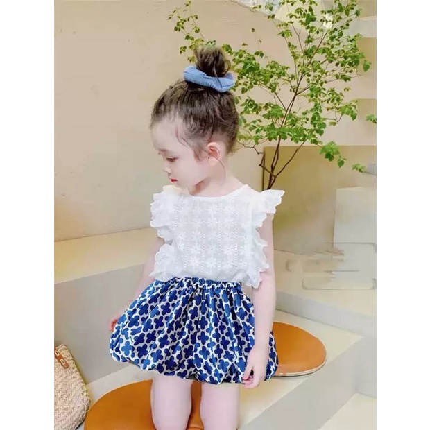 Áo hè ren trắng bé gái cực xinh 1773 Cho Bé Gái - Jumping Beans Official Store