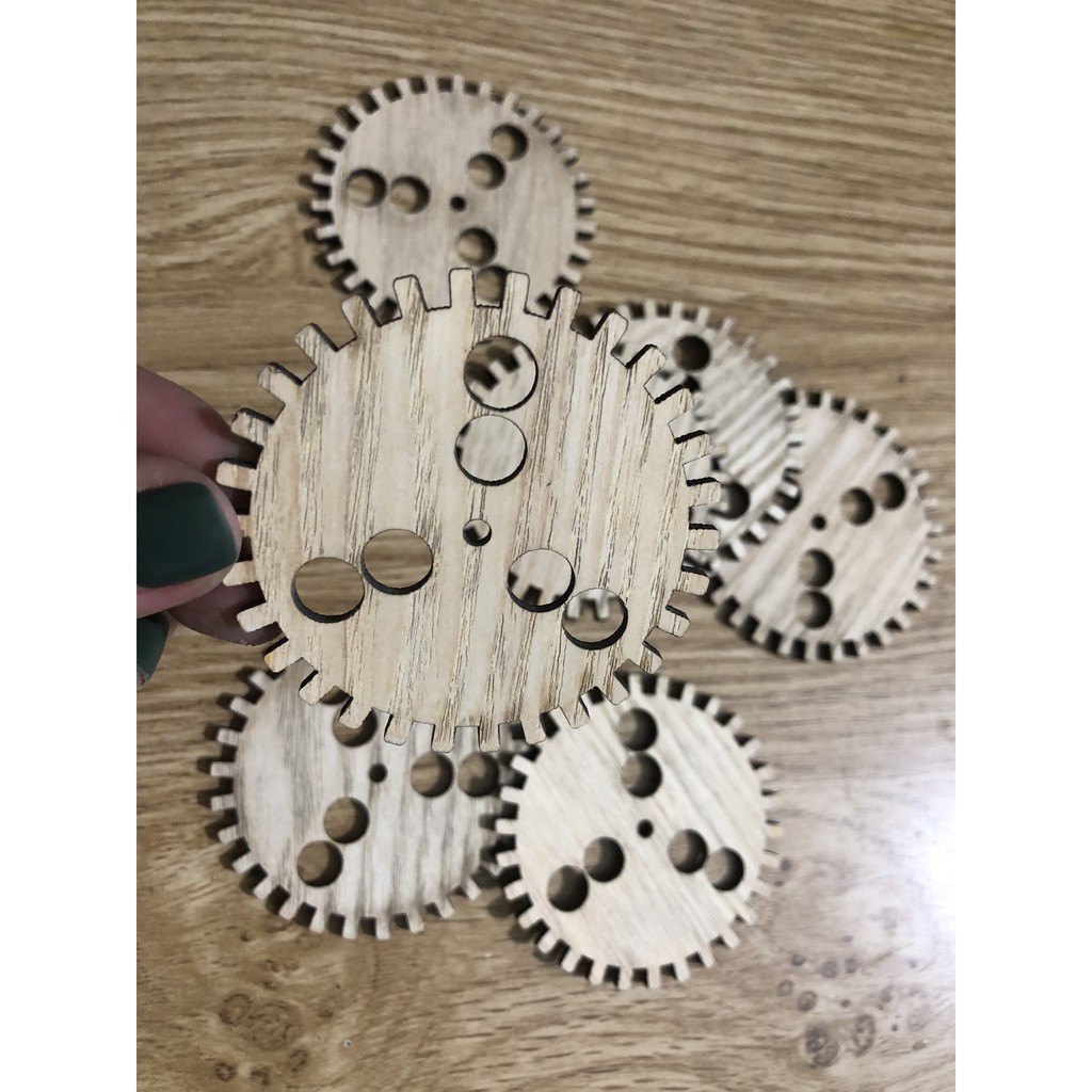 Combo 6 Bánh Răng Bằng Gỗ Hình Răng Cưa Dùng Để Trang Trí, Phụ Kiện Làm Bảng Bận Rộn BusyBoard Mẫu 3