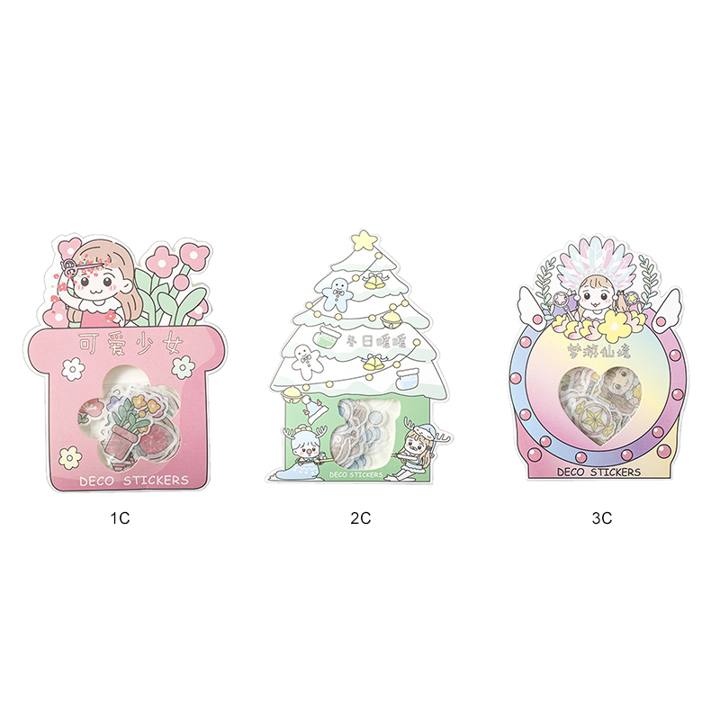 Set 40 Miếng Dán Trang Trí Dễ Thương Dùng Để Trang Trí Sổ Hoặc Trang Trí
