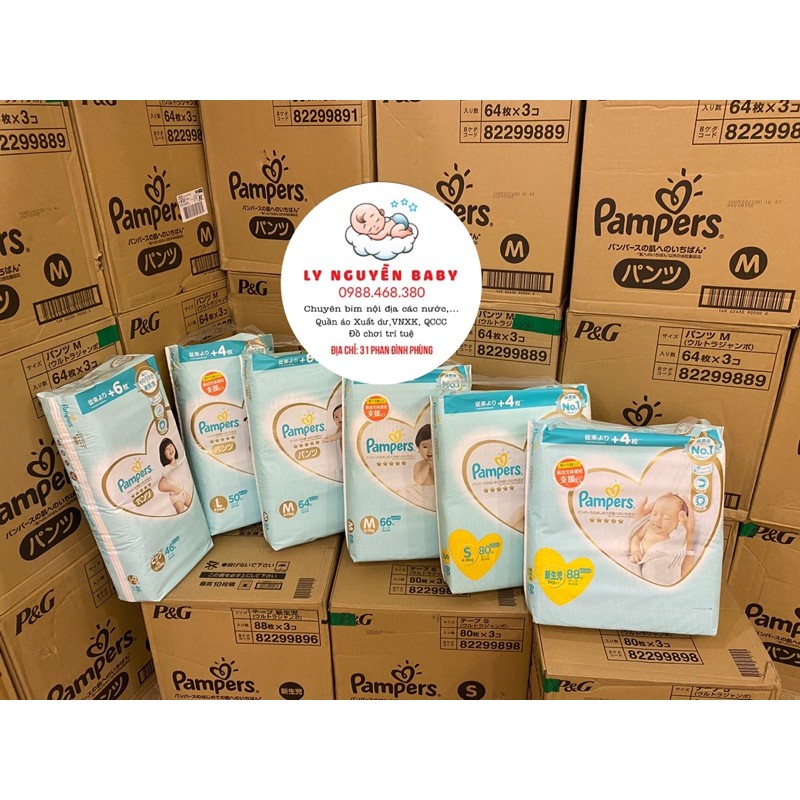  Bỉm PAMPERS Premium nội địa Nhật NB88/S82/M66-64/L50/XL46