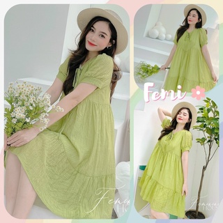 Đầm Xoè Cột Nơ, đầm màu bơ xinh xắn, đầm thắt nơ, đầm phom suông diện hè.