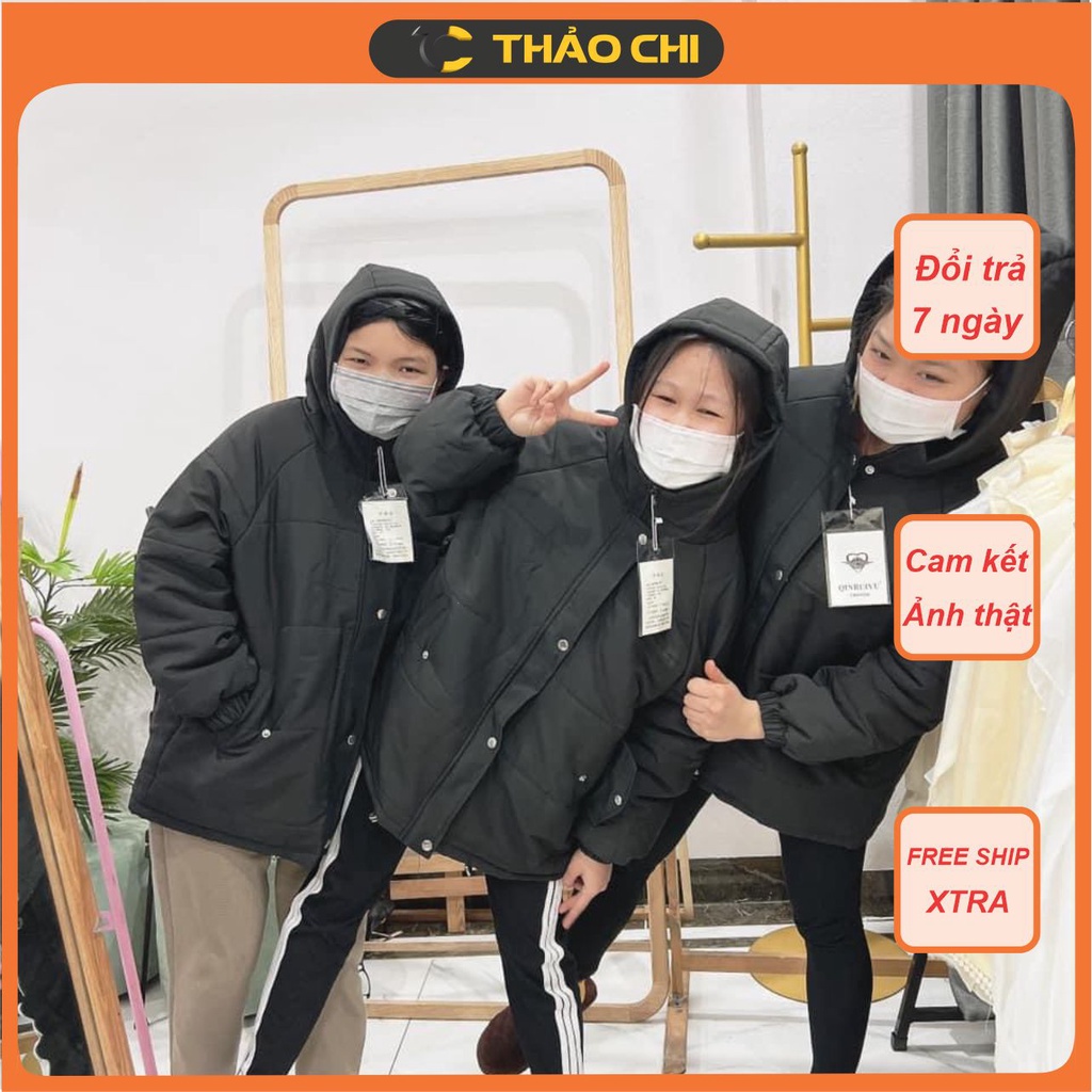 Áo khoác phao có mũ cản gió tốt lại siêu ấm