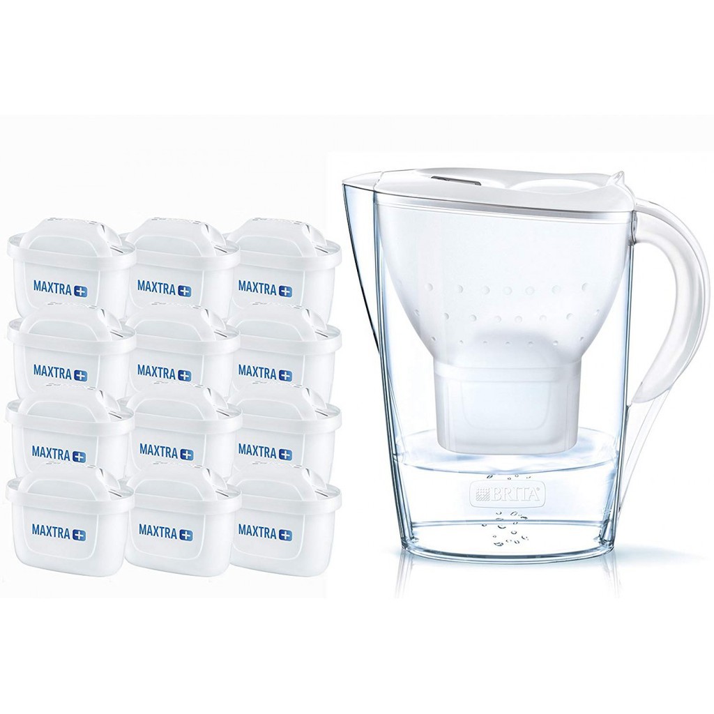 Bình Lọc Nước Brita 2,4l Nắp Trắng Kèm 12 Lõi Lọc