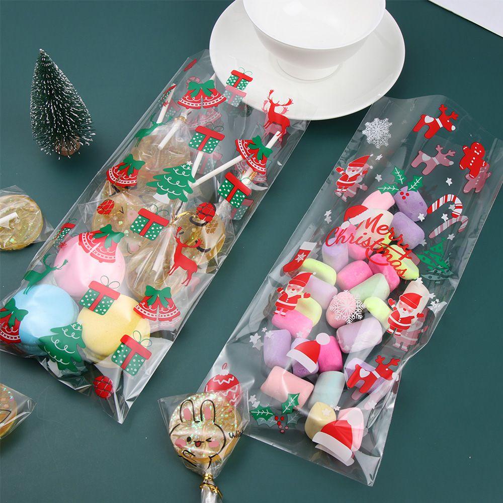 CHOOKEY Set 100 Túi Rút Đựng Bánh Kẹo Họa Tiết Giáng Sinh Dễ Thương