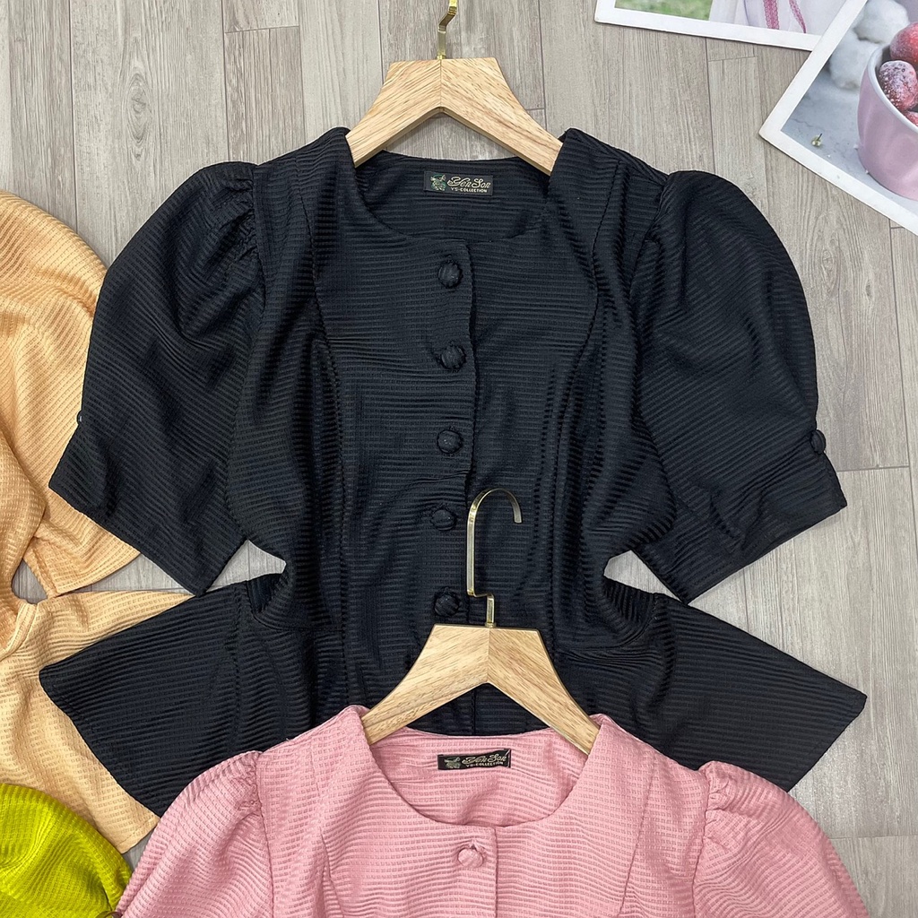 Áo peplum xốp tay ngắn sang chảnh