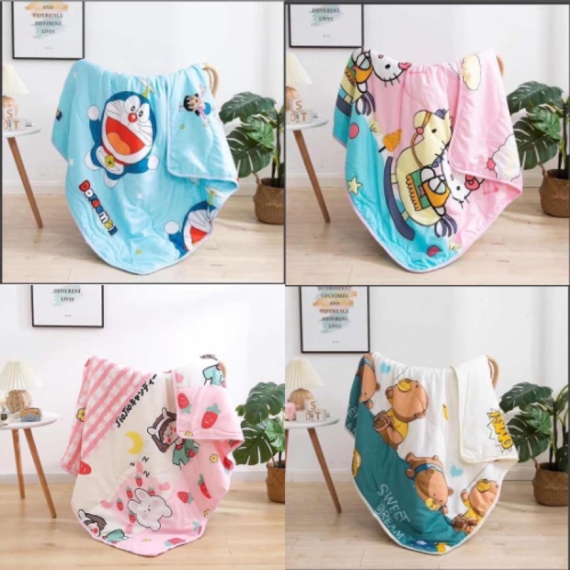 Chăn Cho Bé- Chăn Đũi Cotton Cho Bé Đi Học Hoạ Tiết Đáng Yêu