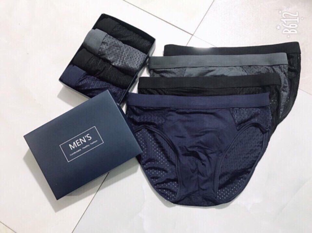 4 Quần lót , quần sịp nam thông hơi MEN CHÉO -HỘP 4c fullbox