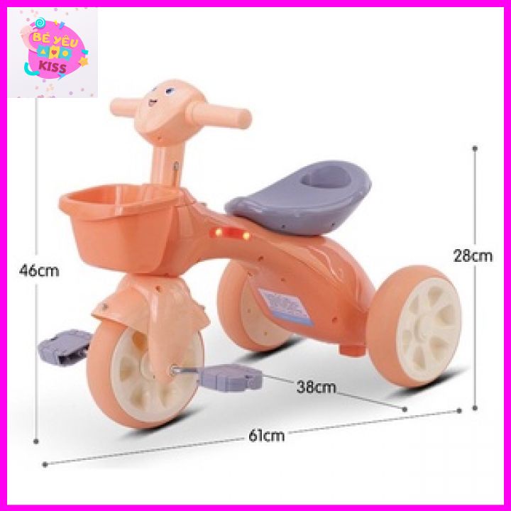 Xe đạp ba 3 bánh có bàn đạp chòi chân thăng bằng cho bé tập đi có nhạc , đèn led ,xe 219 có giỏ xe Siêu Phẩm