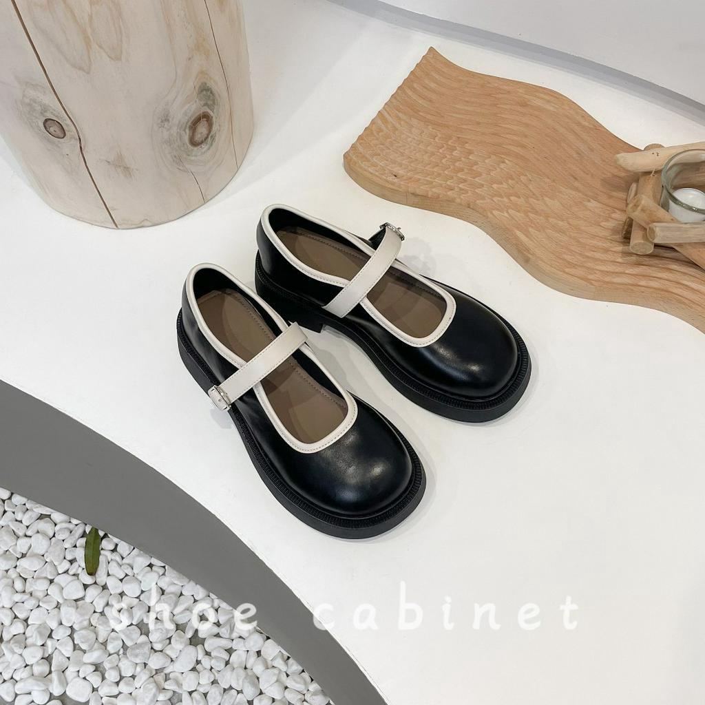Giày lolita nữ Viev đế bằng da lì basic