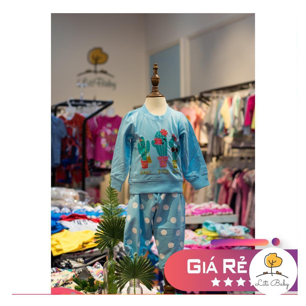 Bộ nỉ Cây xương rồng LITIBABY bé gái size 1-8T .X19