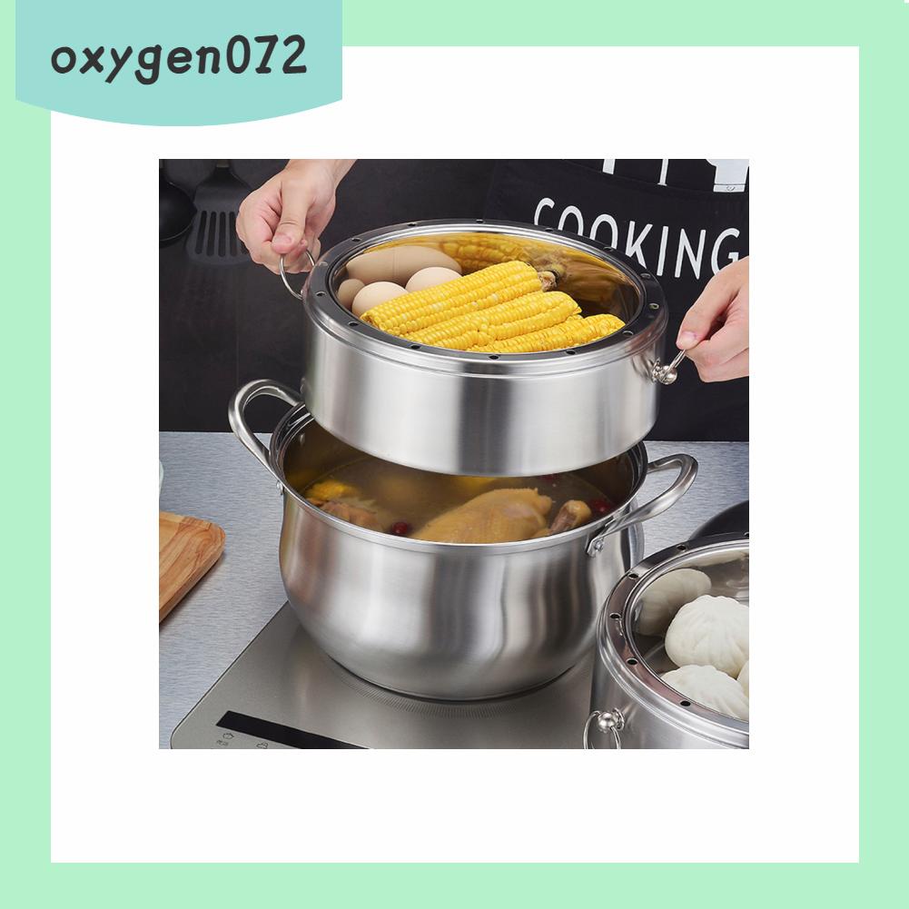 Oxygen072 4 Layer Stainless Steel Soup Cooker Food Steamer Energy-Saving Cooking Pot Kitchen Cookware