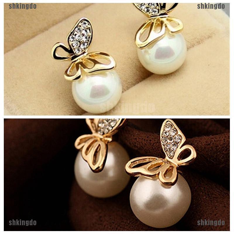 Hoa tai đính ngọc hình bướm xinh xắn lấp lánh