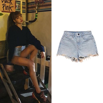 Lisa blackpink Quần Short Jean Phong Cách Hàn Quốc Trẻ Trung Dành Cho Nữ