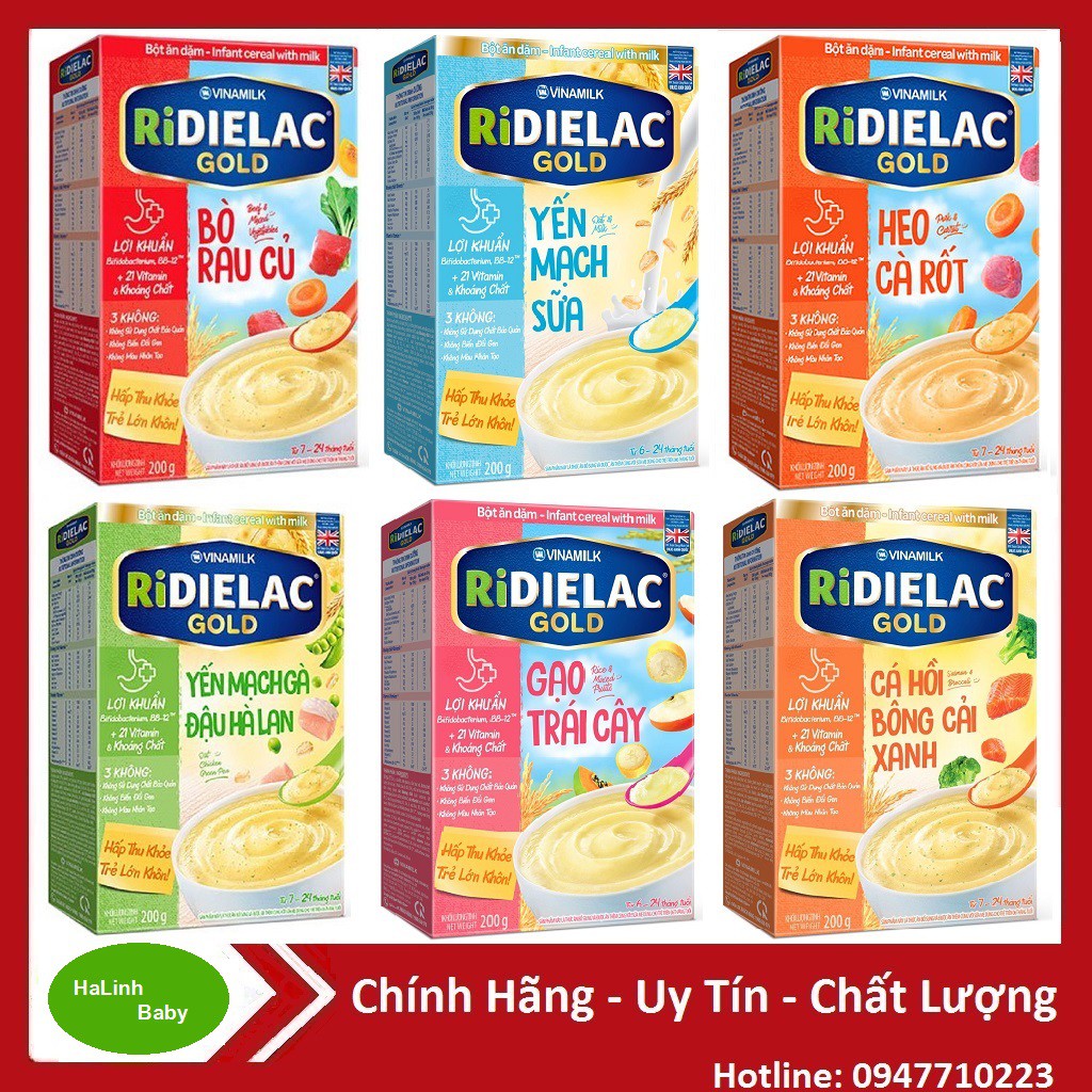 Bột ăn dặm RIDIELAC Vinamilk Đủ Vị ( hộp giấy 200g )