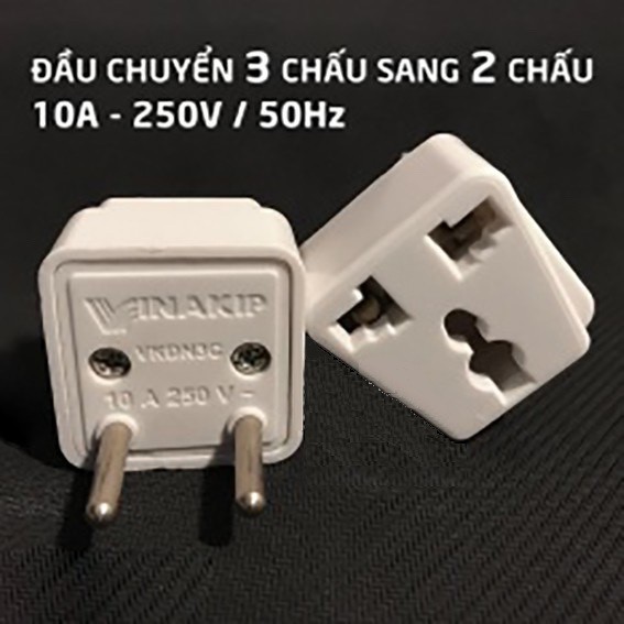 Ổ Cắm - Đầu Chuyển Đổi Phích Điện 3 Chân Sang 2 Chân || 3 Chạc Sang 2 Chấu, Tiện Dụng, An Toàn. Kingler 5611