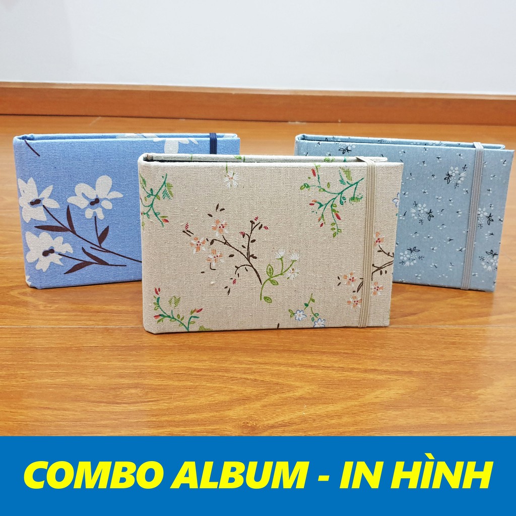 [Combo Album + In Ảnh] Album Bìa Vải Linen size M thanh nhã, có dây chứa 100 hình 15x10 (nhiều mẫu)
