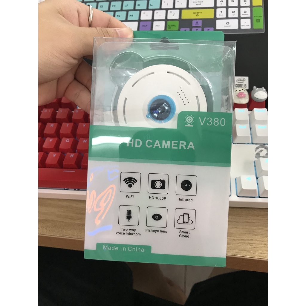 Camera ốp trần V380 Pro Gắn Trần Nhà Quay Toàn Cảnh 360 độ Full HD Kết Nối WiFi Không Dây 1080P - Camera bán cầu V380