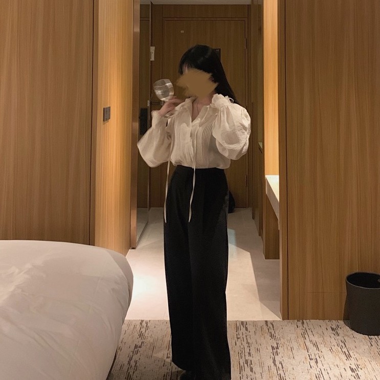 Áo tay dài phối ren phong cách Hàn Quốc thời trang dành cho nữ 42581