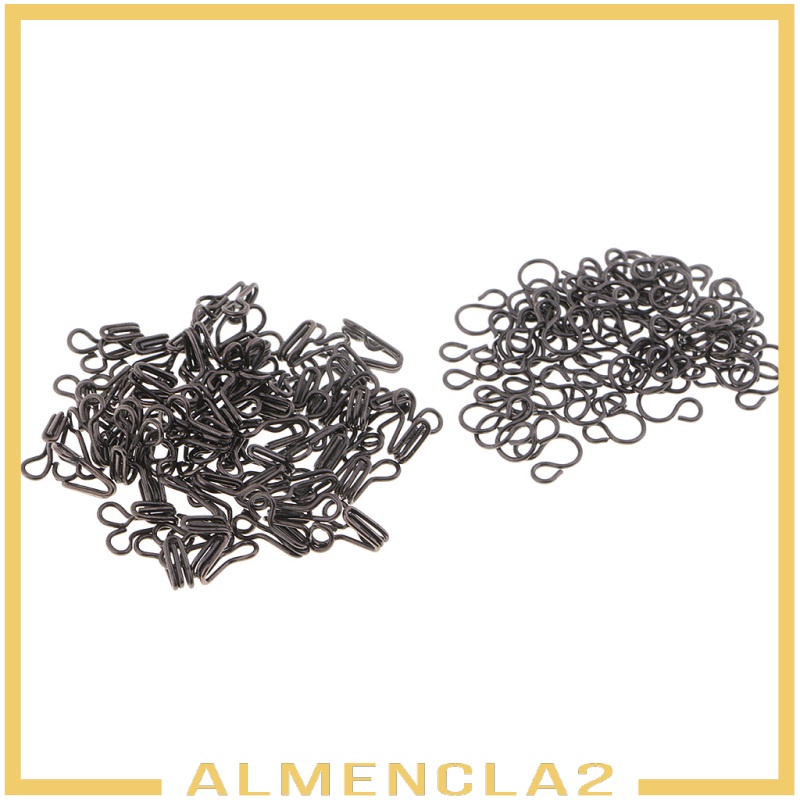 [ALMENCLA2] 100 Sets Metal Hook and Eye Fasteners Silver for Dressmaking Sewing Supplies