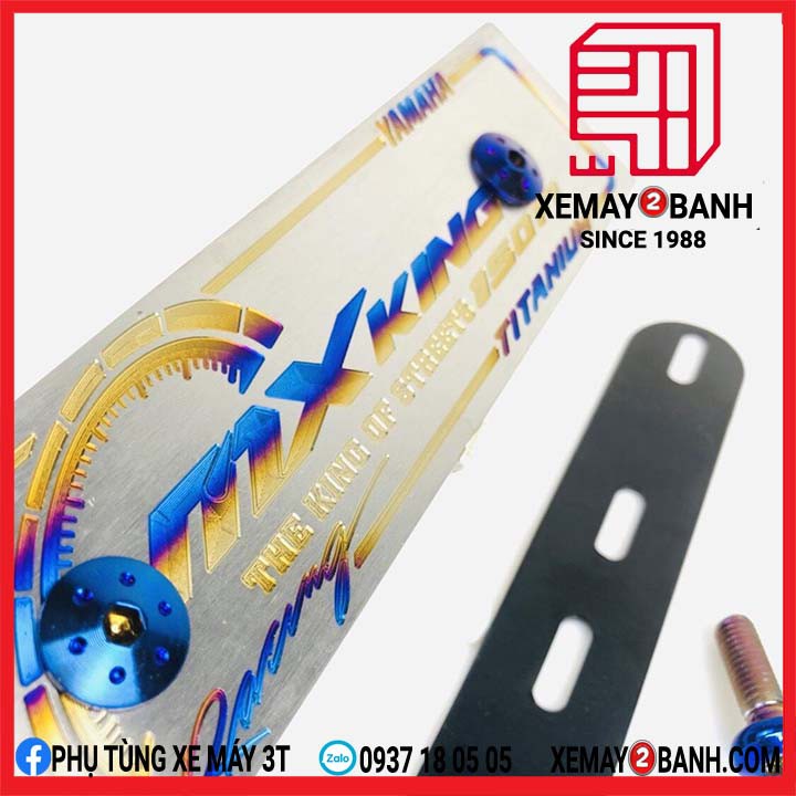 Bảng tên titan MXKING, titan 100% dùng cho các đời xe mxking tặng pát gắn bảng tên xe mxking và ốc g