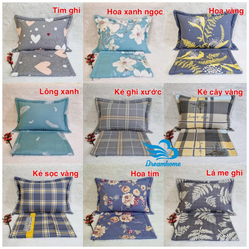 Vỏ gối cotton 100% 45x65 đẹp cao cấp 1 đôi, vỏ gối nằm cotton khóa kéo nhiều màu cho bé Dreamhome